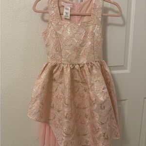 Bonnie Jean Pink Dress with Gold Floral Lace